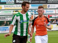 026 2016 Genemuiden Oranje Nassau  03-09-2016: Voetbal: SC Genemuiden v Oranje Nassau: Genemuiden / Anne van der Kolk (l) of Genemuiden, Robert Pomstra (r) of Oranje Nassau / Hoofdklasse B zaterdagamateurvoetbal /